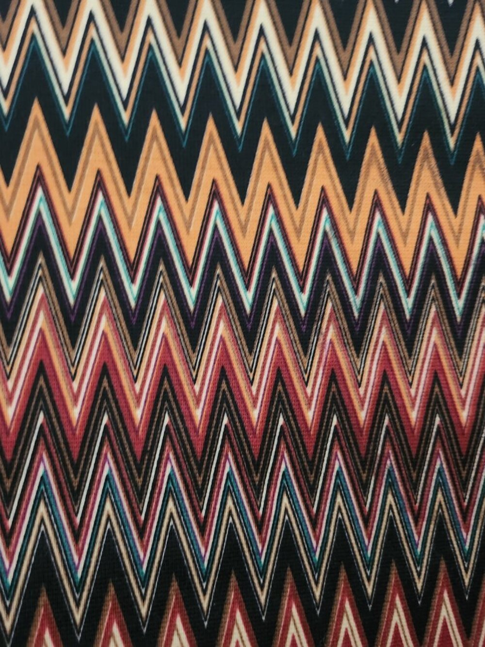 0.6 Yards – $15/Yard ($9 Total) – Multicolor Chevron Knit